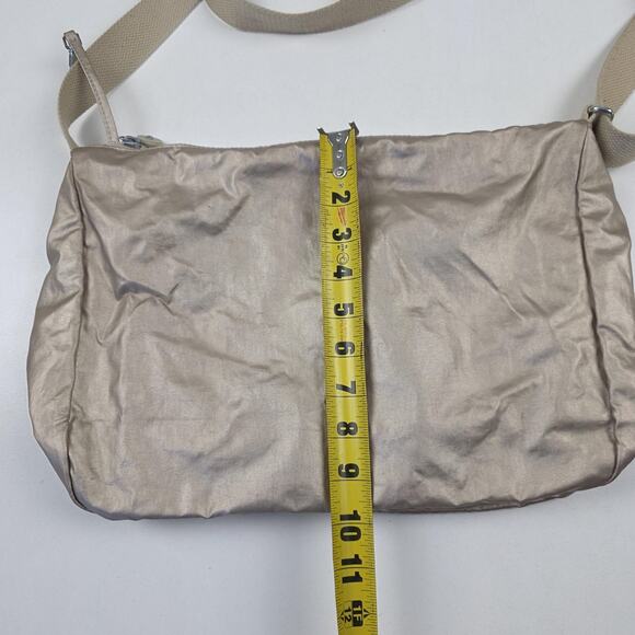 Kipling Crossbody Shoulder Bag Womens Beige Gold Metallic Nylon Adjustable Purse - Picture 8 of 11